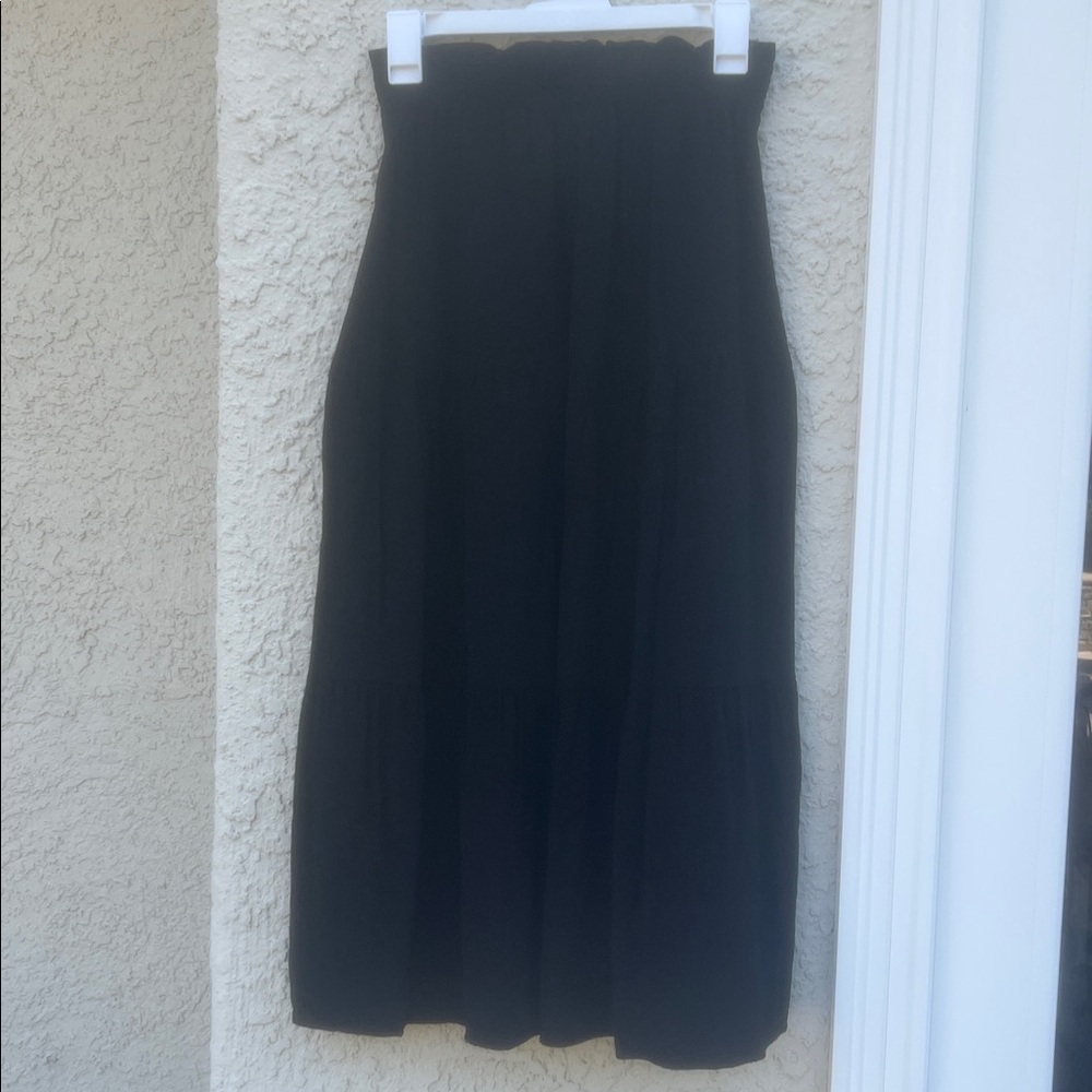 & Other Stories Black Tiered Midi Skirt Women's Size 2
